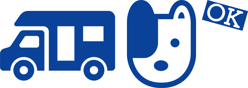 キャンピングカーと犬のアイコン